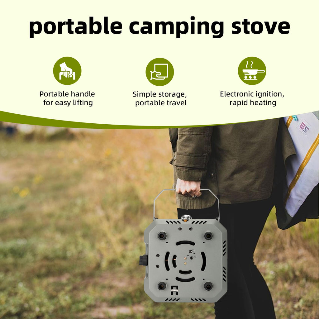 2 Burner Propane Camping Stove with Grill